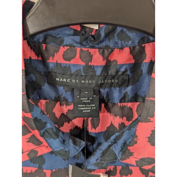Pink & Navy Leopard Print Cotton Short Sleeve Size L by Marc by Marc Jacobs - Picture 3 of 11
